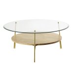Table basse ronde en verre trempé et manguier massif d80 Table basse ronde en verre trempé et manguier massif d80