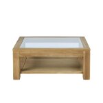 Table basse en teck massif vitre