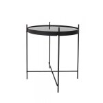 Table basse en verre et acier laqué noir Table basse en verre et acier laqué noir