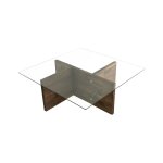 Table basse en verre beige 90x90 h35 cm Table basse en verre beige 90x90 h35 cm