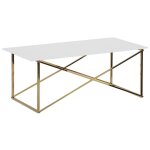 Table basse verre de sécurité blanc doré Table basse verre de sécurité blanc doré