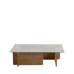 Table basse en verre tremp� et bois - bois clair