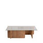 Table basse en verre trempé et bois - bois foncé Table basse en verre trempé et bois - bois foncé