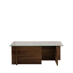 Table basse en verre trempé et bois - bois foncé Table basse en verre trempé et bois - bois foncé