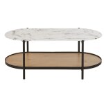 Table basse en verre trempé imprimé imitation marbre et métal noir l110 Table basse en verre trempé imprimé imitation marbre et métal noir l110