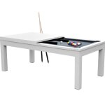 Table de billard convertible blanche tapis gris Table de billard convertible blanche tapis gris