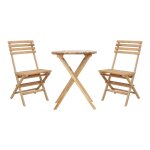 Table bistrot avec 2 chaises, 100% teck, marron Table bistrot avec 2 chaises, 100% teck, marron