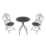 Table bistrot avec 2 chaises en mtal, anthracite