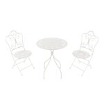 Table bistrot avec 2 chaises en mtal, blanc