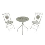 Table bistrot avec 2 chaises � motif de vin, cr�me