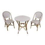 Table bistrot avec 2 chaises, rotin, marron
