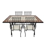 Table bistrot, 4 chaises, mosaïque, rouge / blanc Table bistrot, 4 chaises, mosaïque, rouge / blanc