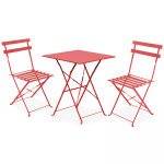 Table bistrot de jardin et 2 chaises pliantes rouge Table bistrot de jardin et 2 chaises pliantes rouge
