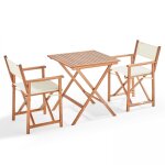 Table bistrot pliante carre et 2 chaises pliantes blanc