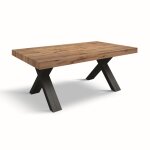 Table en bois, ch�ne rustique pieds en x en bois anthracite 180 / 480x90
