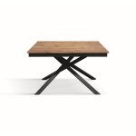 Table en bois, effet ch�ne, base anthracite, ext. 120x80 - 170x80cm