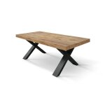 Table en bois, effet ch�ne, pieds anthracite, extensible 180�90 - 260�90