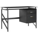 Table de bureau noir 117 cm 57 cm avec rangement Table de bureau noir 117 cm 57 cm avec rangement
