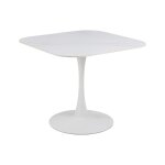Table carre en cramique et pied tulipe en mtal l90 blanc