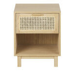 Table de chevet 1 tiroir 1 niche et cannage en rotin beige Table de chevet 1 tiroir 1 niche et cannage en rotin beige