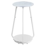 Table de chevet  2 niveaux avec plateau en verre blanc marbr