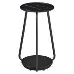 Table de chevet à 2 niveaux avec plateau en verre noir marbré Table de chevet à 2 niveaux avec plateau en verre noir marbré