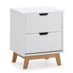 Table de chevet 2 tiroirs blanc, mdf laqu en couler blanc