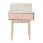 Table de chevet 2 tiroirs blanche et rose Table de chevet 2 tiroirs blanche et rose