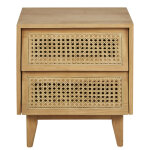 Table de chevet 2 tiroirs cannage en rotin