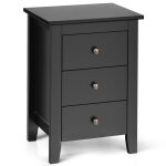 Table de chevet en bois avec 3 tiroirs style moderne noir 46x37x65cm Table de chevet en bois avec 3 tiroirs style moderne noir 46x37x65cm