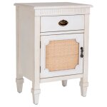 Table de chevet en bois blanc, 1 tiroir et 1 porte 46x36x68h cm Table de chevet en bois blanc, 1 tiroir et 1 porte 46x36x68h cm