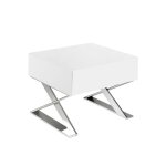 Table de chevet en bois blanc et acier Table de chevet en bois blanc et acier