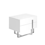 Table de chevet en bois blanc et acier Table de chevet en bois blanc et acier