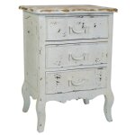 Table de chevet en bois laqu blanc vieilli 50x40x70h