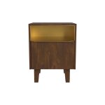 Table de chevet en bois et mtal, 1 tiroir et 1 porte