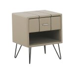 Table de chevet cuir pu beige
