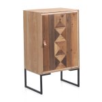 Table de chevet en frêne recyclé 1 porte et base métallique Table de chevet en frêne recyclé 1 porte et base métallique