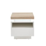 Table de chevet  led laqu blanc brillant et effet chne
