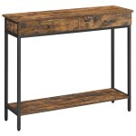 Table console 2 tiroirs effet bois noir Table console 2 tiroirs effet bois noir