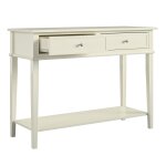 Table console avec 2 tiroirs en m�lamin� blanc