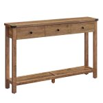 Table console avec 3 tiroirs et tagre de rangement marron
