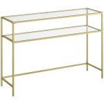 Table console 35 x 120 x 80 cm verre acier doré transparent Table console 35 x 120 x 80 cm verre acier doré transparent