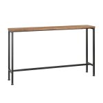 Table console cadre en mtal noir et effet bois