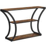 Table console d'entrée 3 niveaux effet bois marron rustique Table console d'entrée 3 niveaux effet bois marron rustique