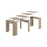 Table console  rallonge effet bois beige 90x51h78 cm