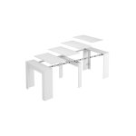 Table console à rallonge effet bois blanc 90x51 cm Table console à rallonge effet bois blanc 90x51 cm