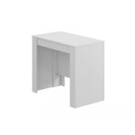 Table console à rallonge effet bois blanc brillant 90x51 cm Table console à rallonge effet bois blanc brillant 90x51 cm