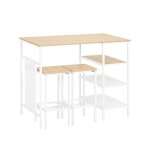 Table de cuisine avec table, 2 tabourets et 3 tagres, cadre en mtal