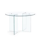 Table design ronde en verre transparent 6 places d130
