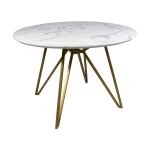 Table effet marbre et pieds en métal doré 100cm Table effet marbre et pieds en métal doré 100cm